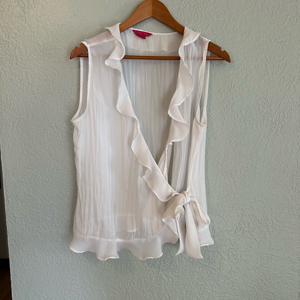 White Ruffled Sleeveless Top